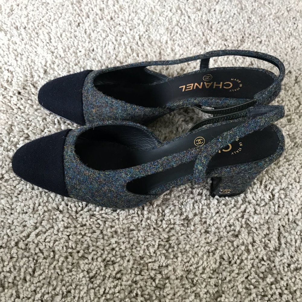 Gorgeous authentic Chanel wool heels.